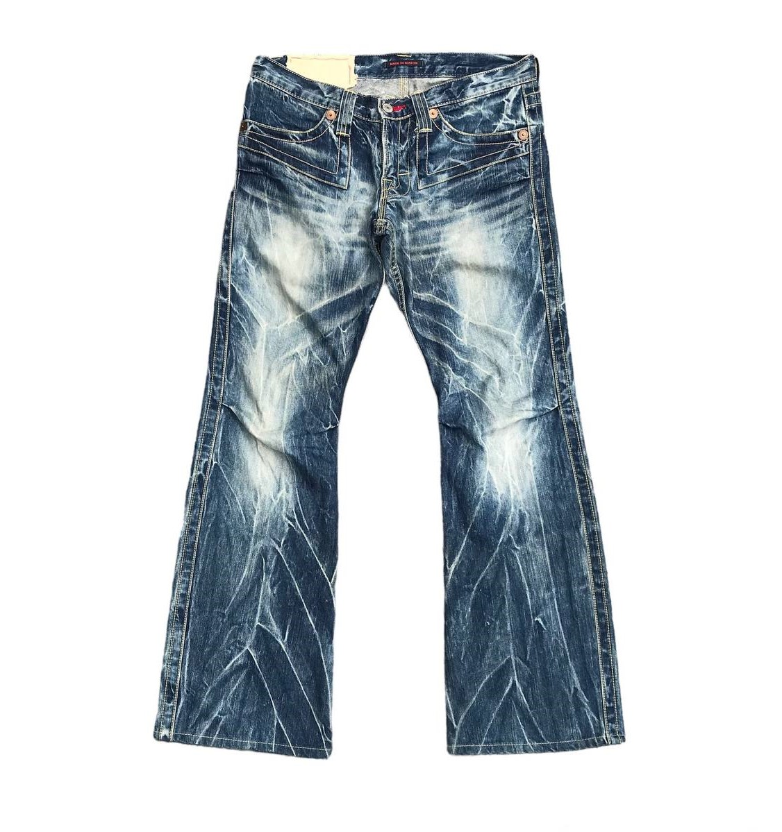 Flared Blue Way Japanese jean Nippon Kapital thunderstorm flash wash jean low rise cut - 3