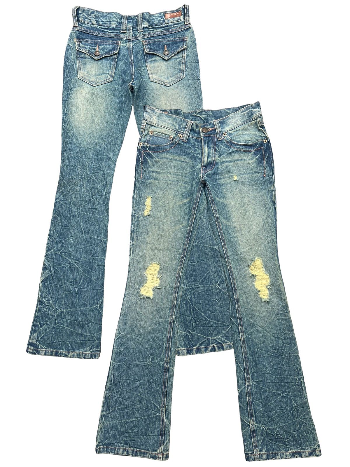 Hype - Japanese Brand Distressed Mudwash Flare Denim Jeans 28x30.5 - 1