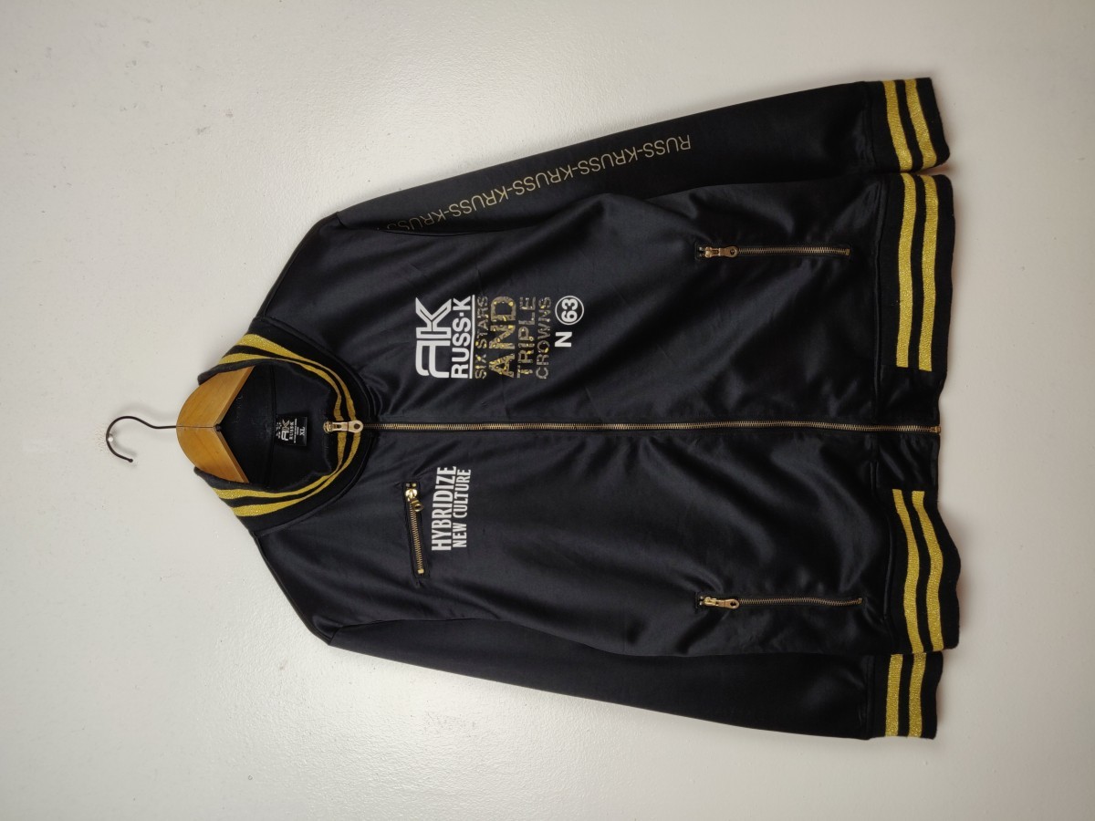Black - Russ.K Varsity Style Jacket Light Outerwear Sweater - 2