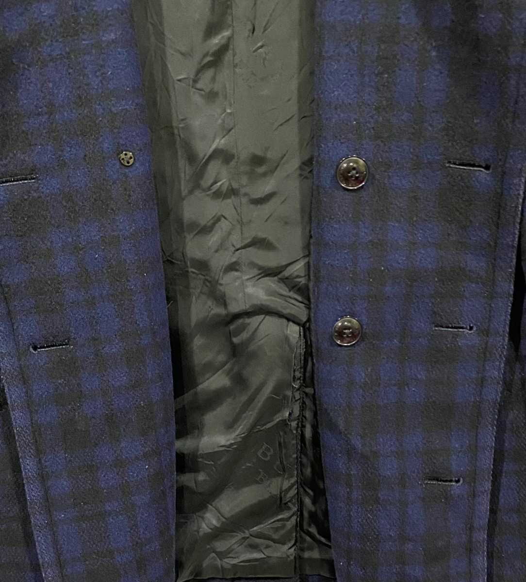 Burberry Black Label Double Breasted Checked Wool Coat Jacket - 8