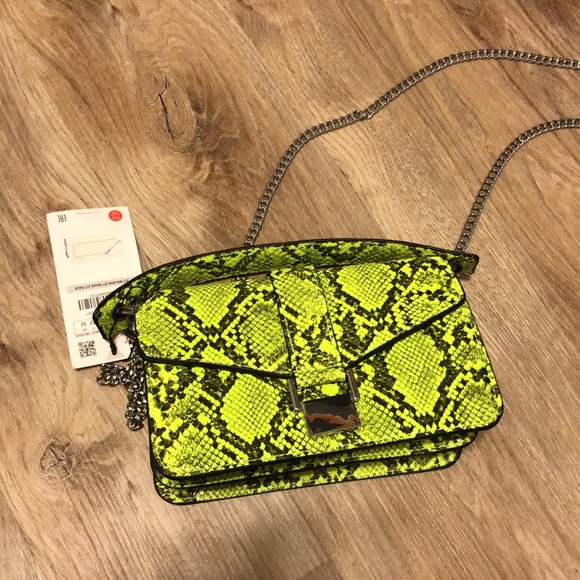 Zara Neon Animal Reptile Snake Print Mini City Bag - 6