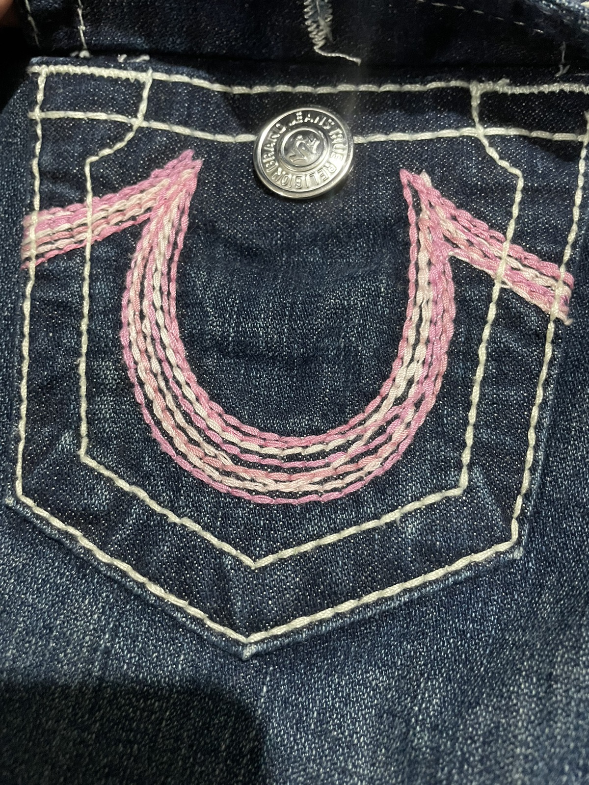 True Religion - Vintage True Religion Rainbow Joey Pink Thread Jeans - 5
