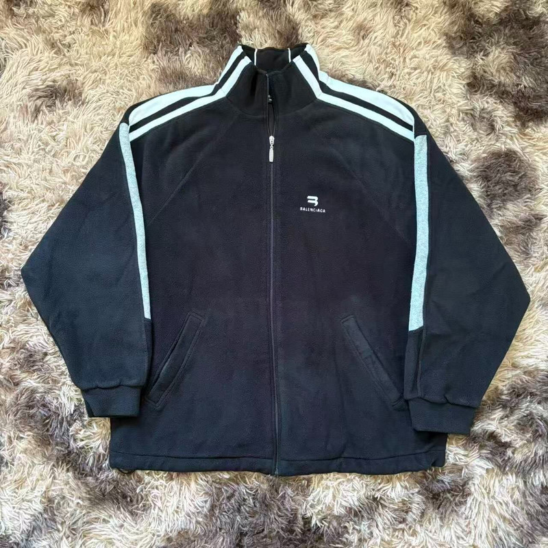 Balenciaga Sporty B zip-up fleece jacket in black  - 1