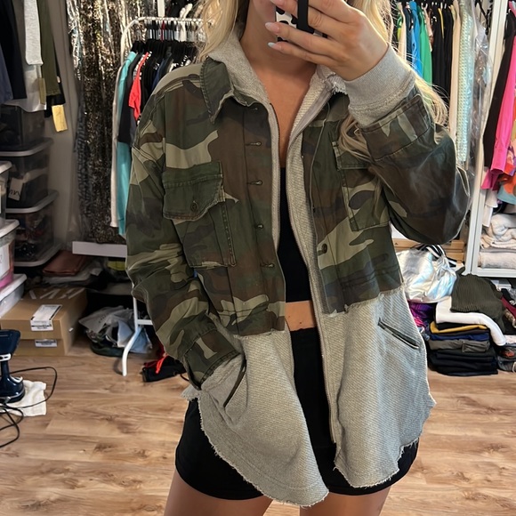 Vintage Havana Camo Layered Sweatshirt Jacket - 9