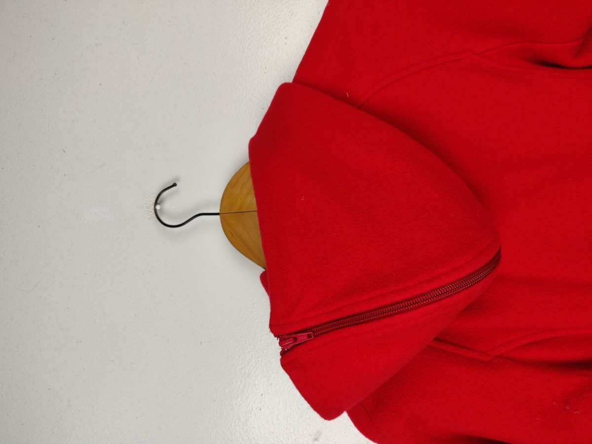 Red Wool Zipper Hoodie Sailor Style Coat Jacket - 10