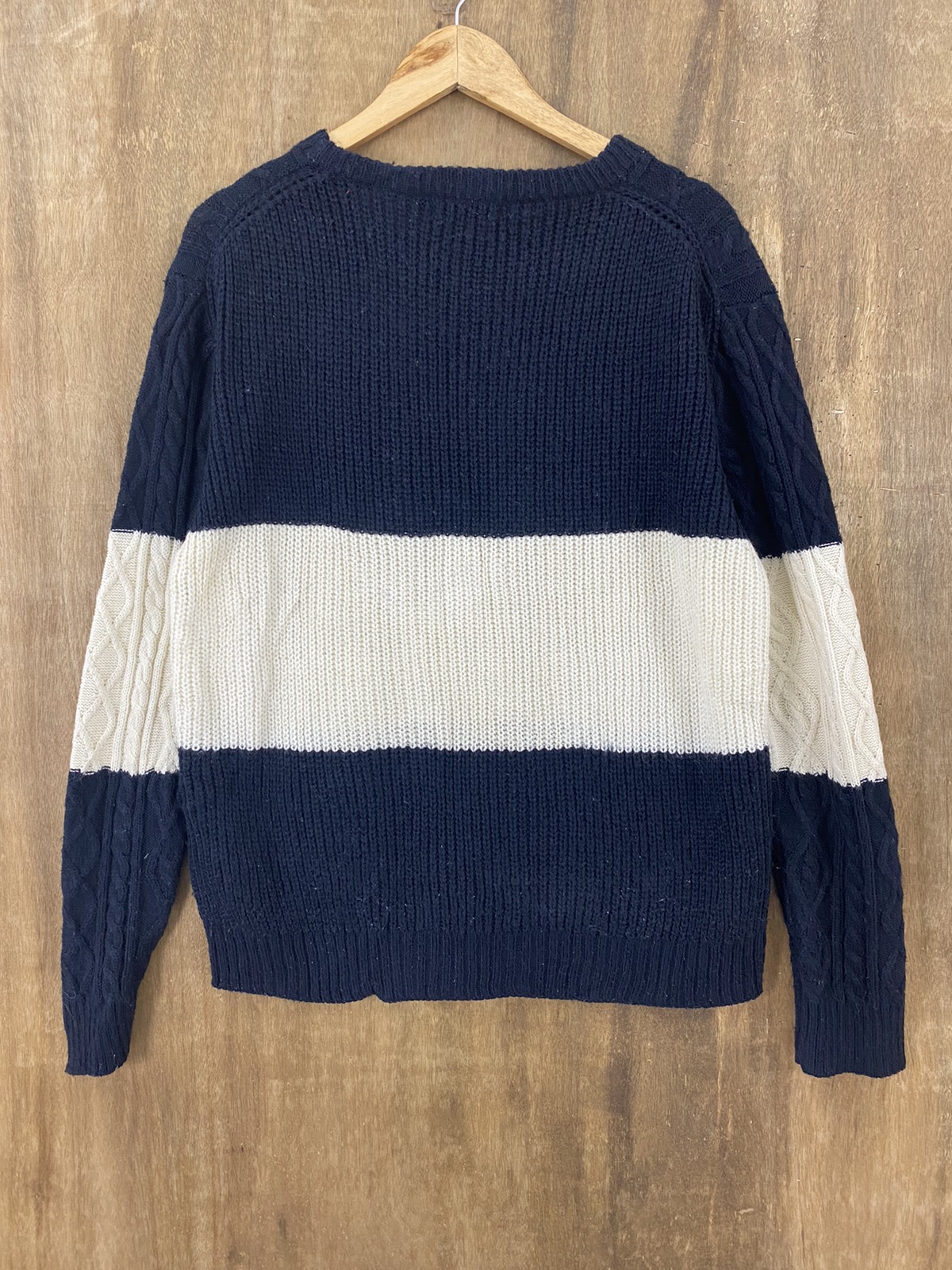 Japanese Brand - Rage Blue Stripe Crocheted Knit Sweaters #1371 - 2