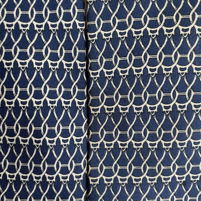 Hermes Paris Silk Tie 719 FA Chains Blue - 1