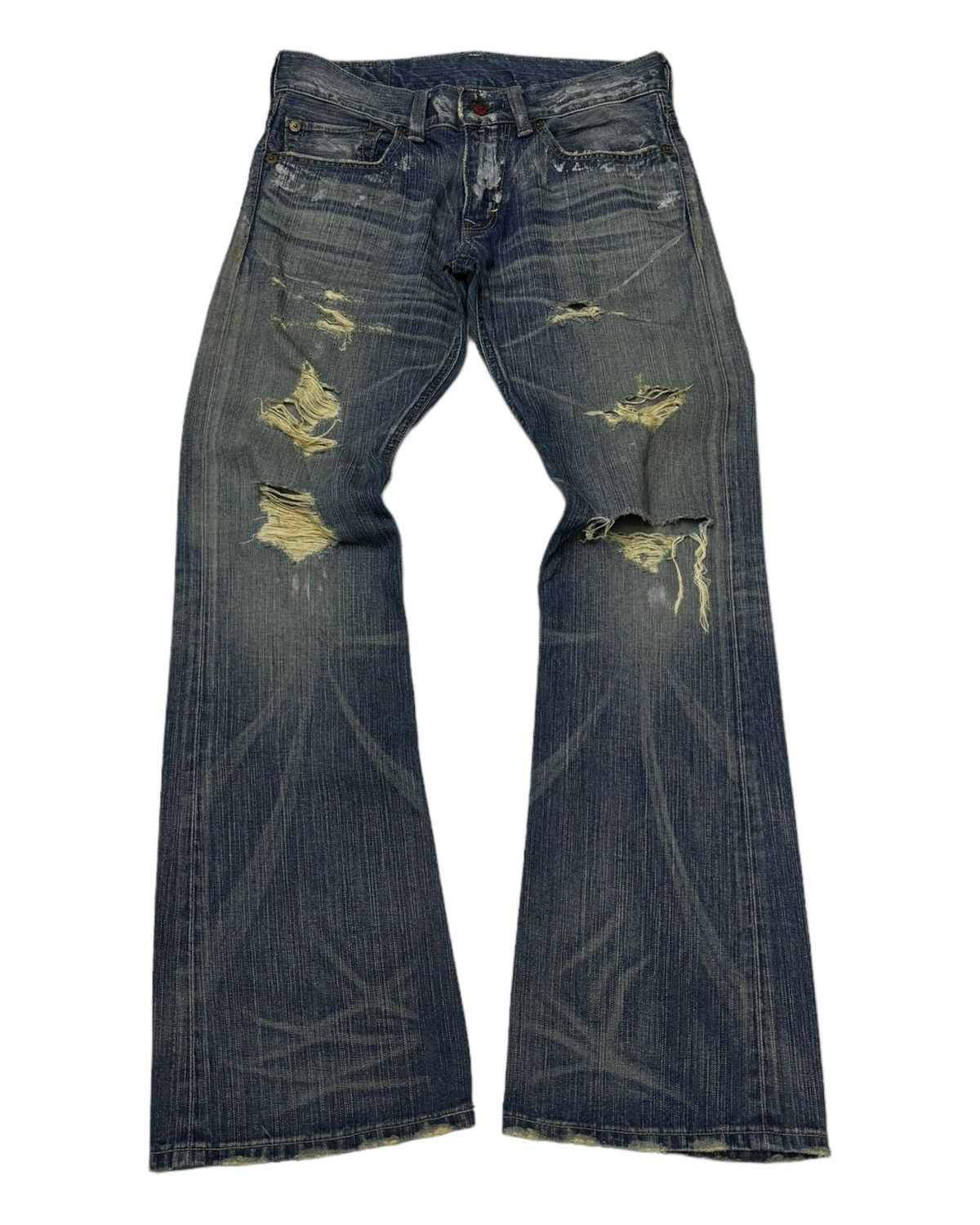 FLARED🔥VINTAGE EDWIN 503 FLARE DISTRESSED DENIM JEANS - 1