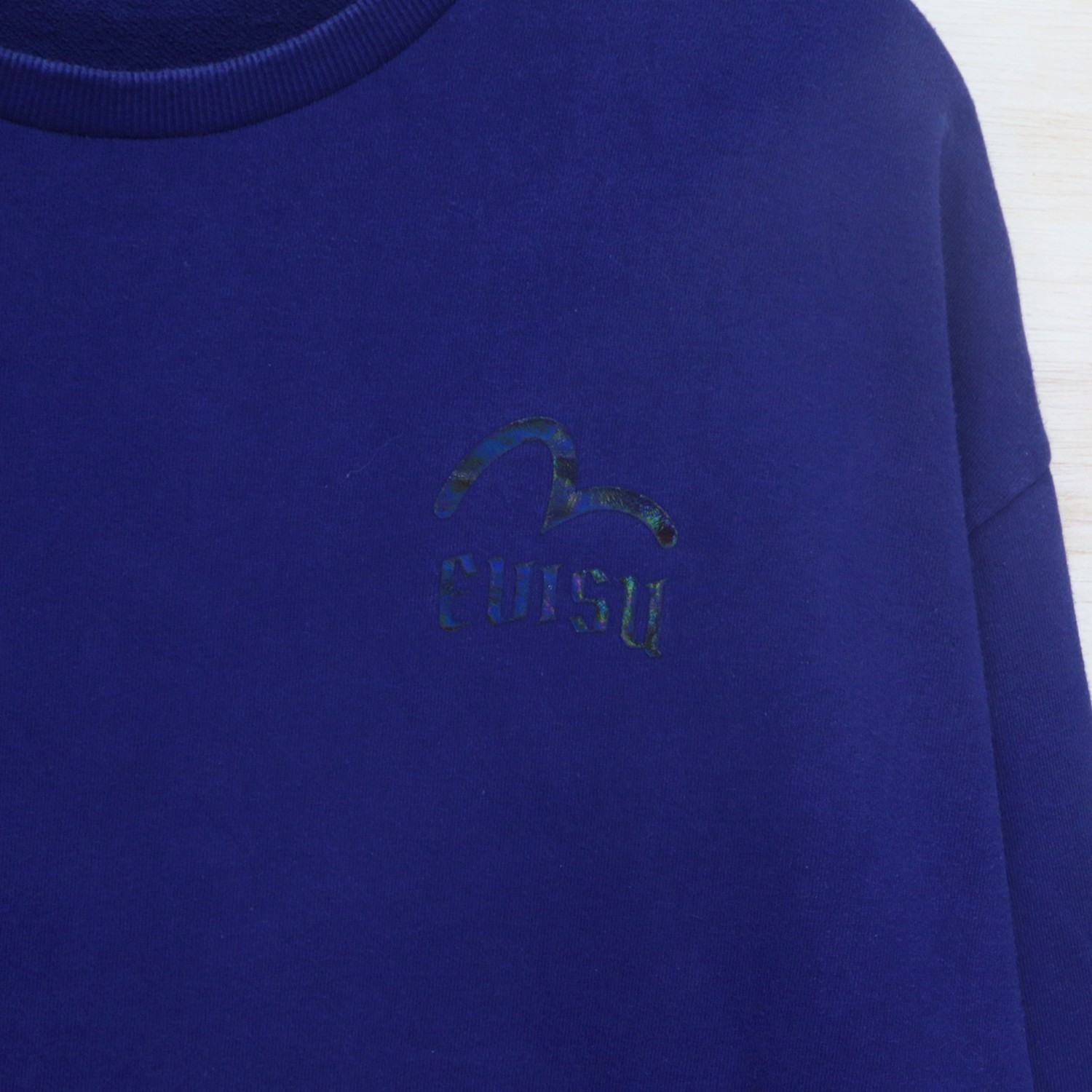 Vintage 90s EVISU Genuine Remarkable Holographic Big Logo Sweater Sweatshirt Pullover Jumper - 3
