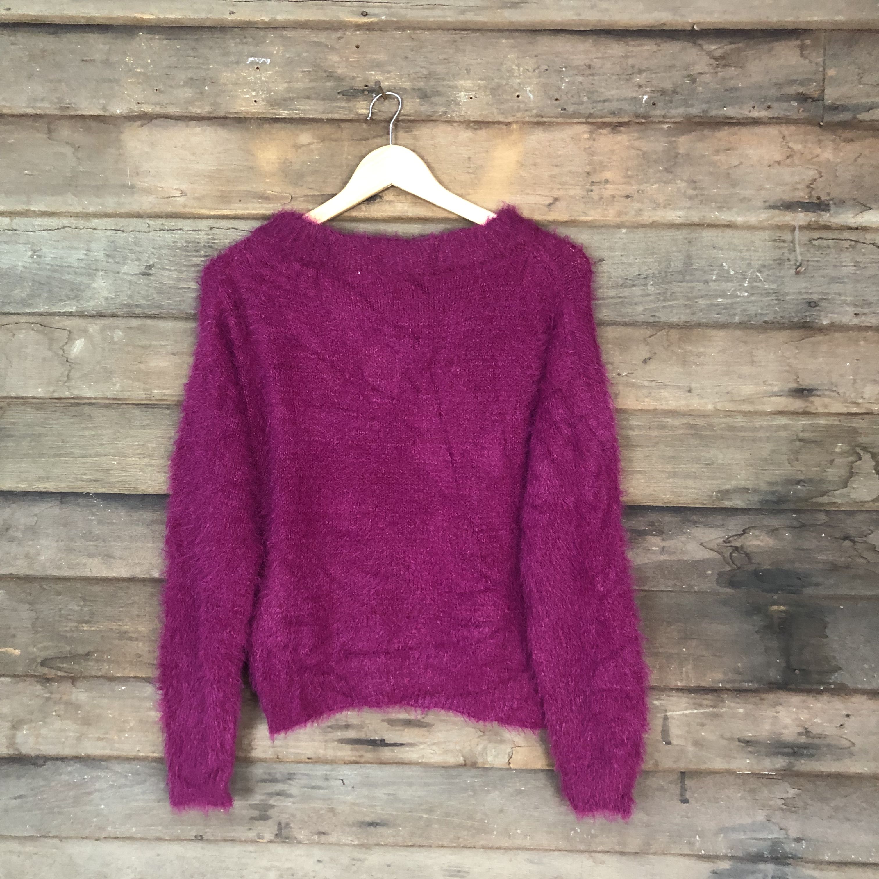 Lowrys Farm Purple Shag Shaggy Fur Mohair Knitwear #815 - 8
