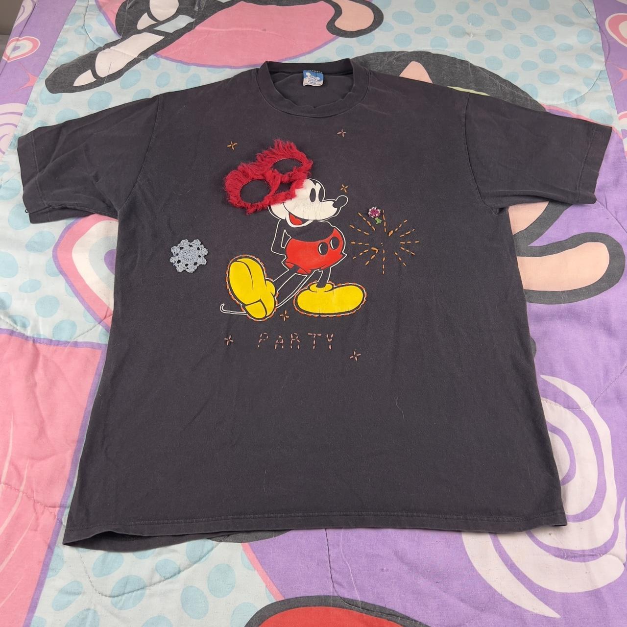 Vintage 80s 90s Disney Mickey party black shirt size XL  - 2