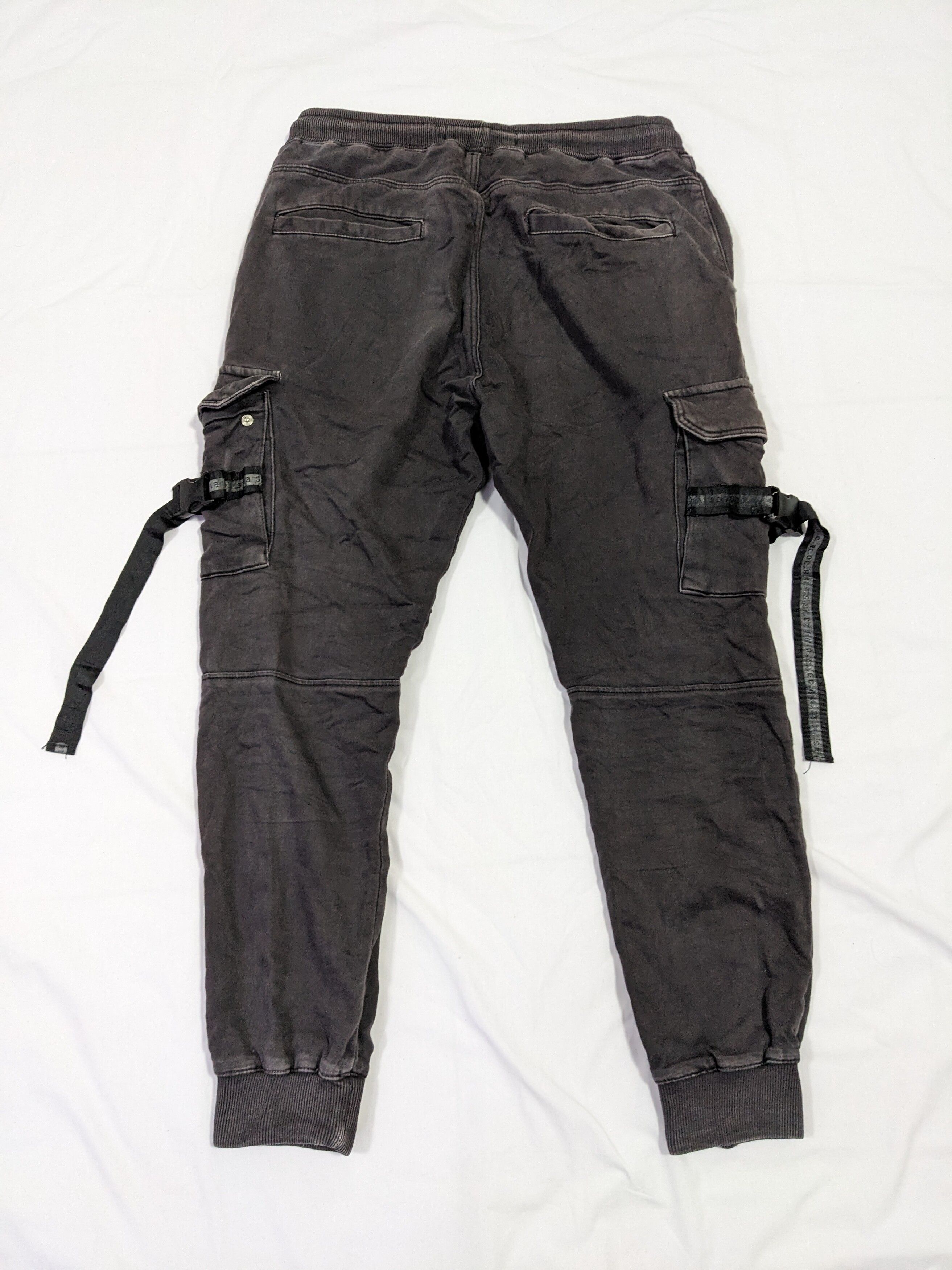 ZARA Black Faded Cargo Sweatpants Tactical Bondage - 2