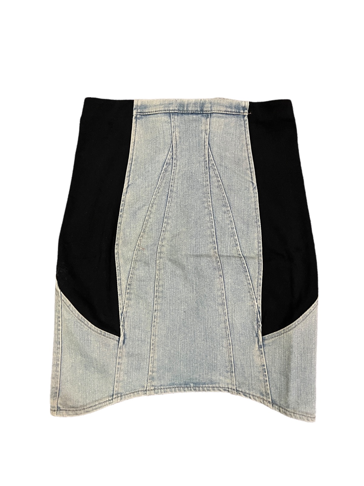 Vintage Helmut Lang Black/Distressed Jeans Mini Skirt - 2