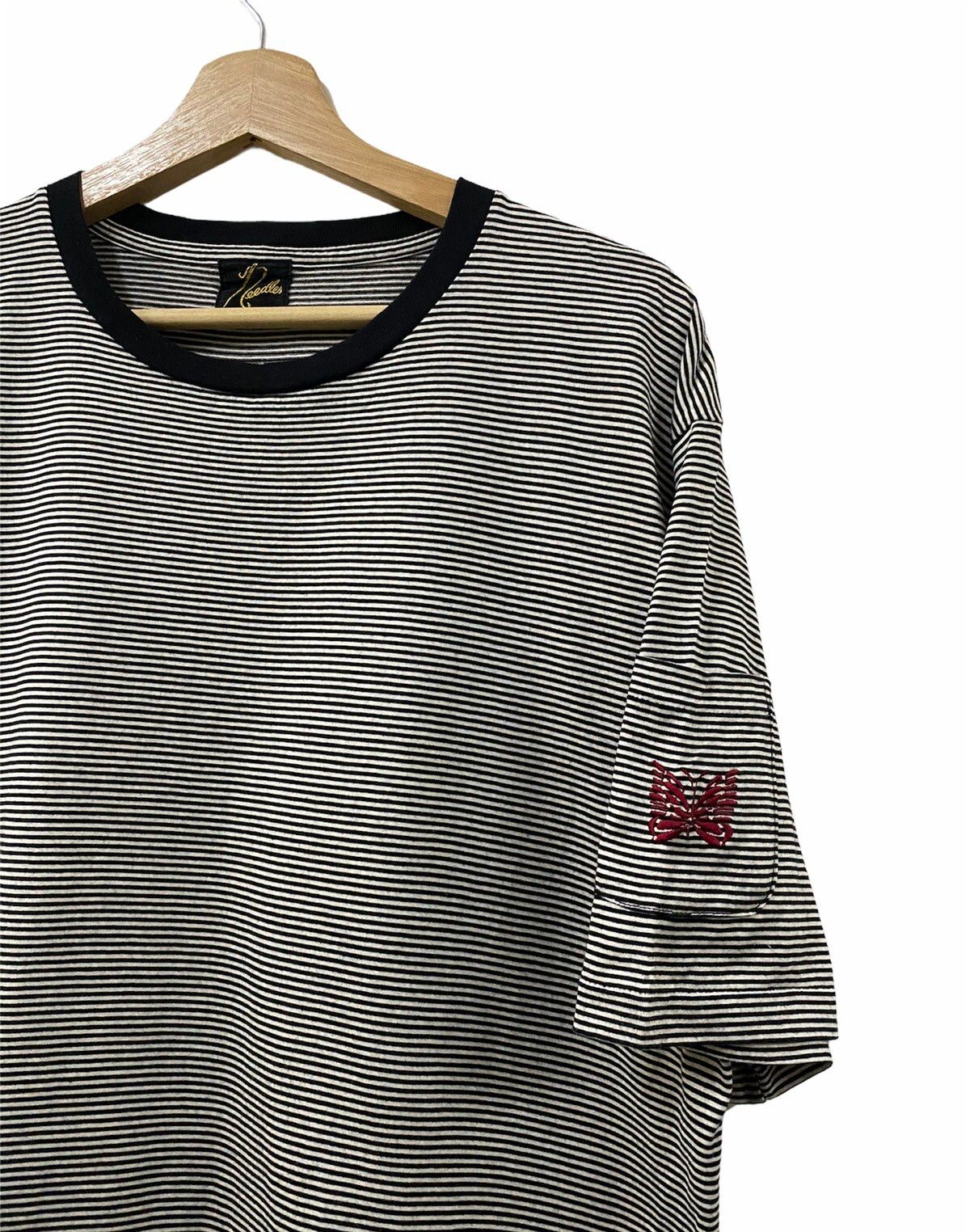 Needles Papilon Embroidery Butterfly Logo Striped Tee - 4