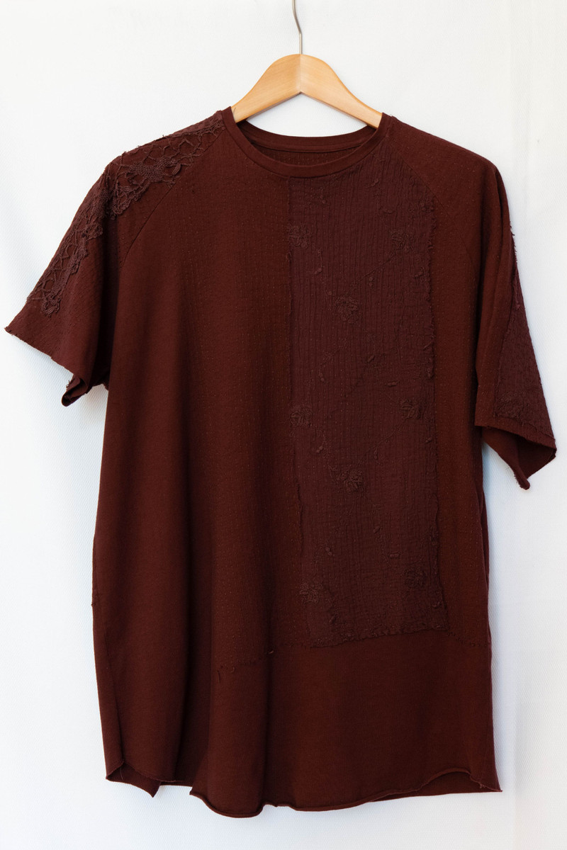 antique fabric patch shirt - 1