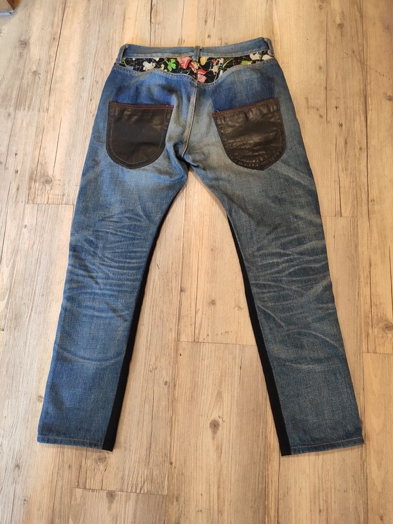 Patchworn cropped wool & denim pants.Like Undercover - 1