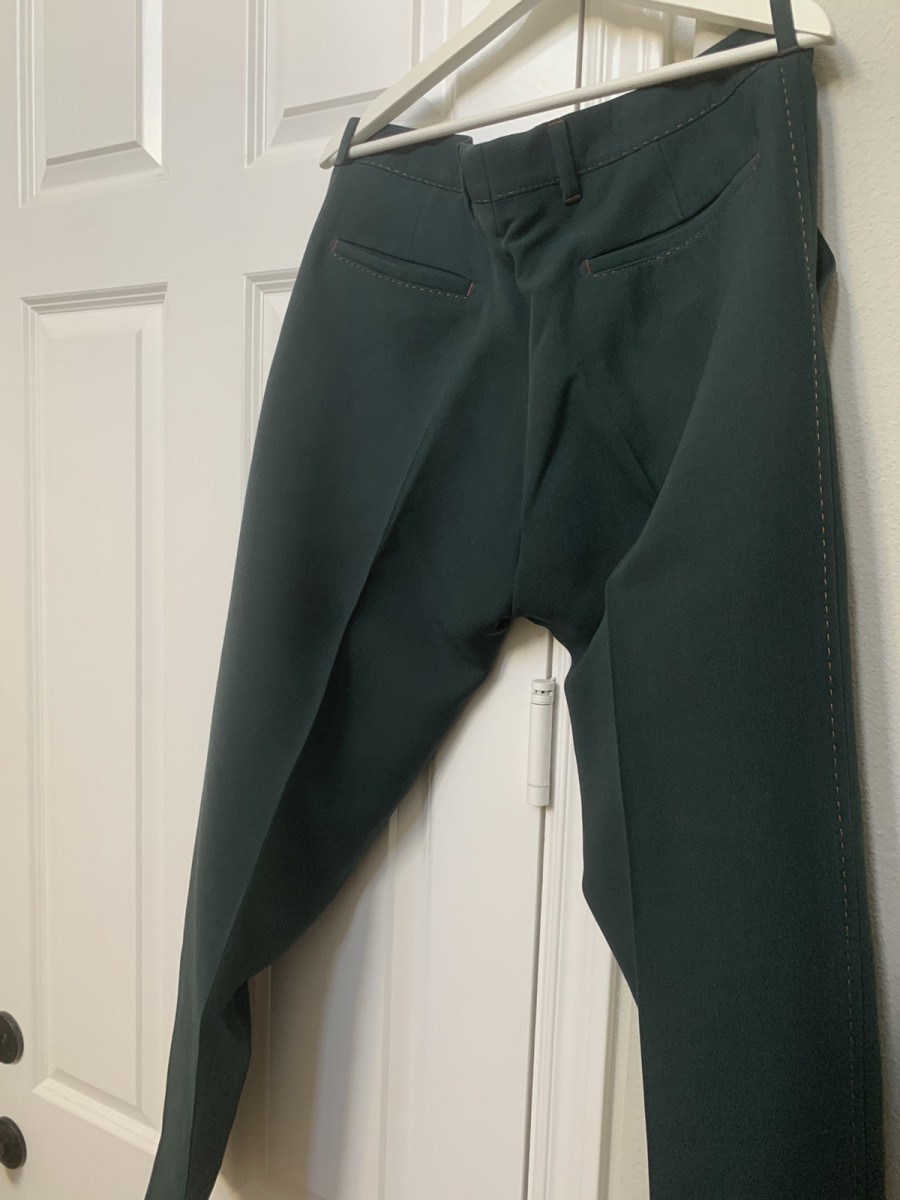 Deep emerald green wool/silk pleated trousers 52 - 5