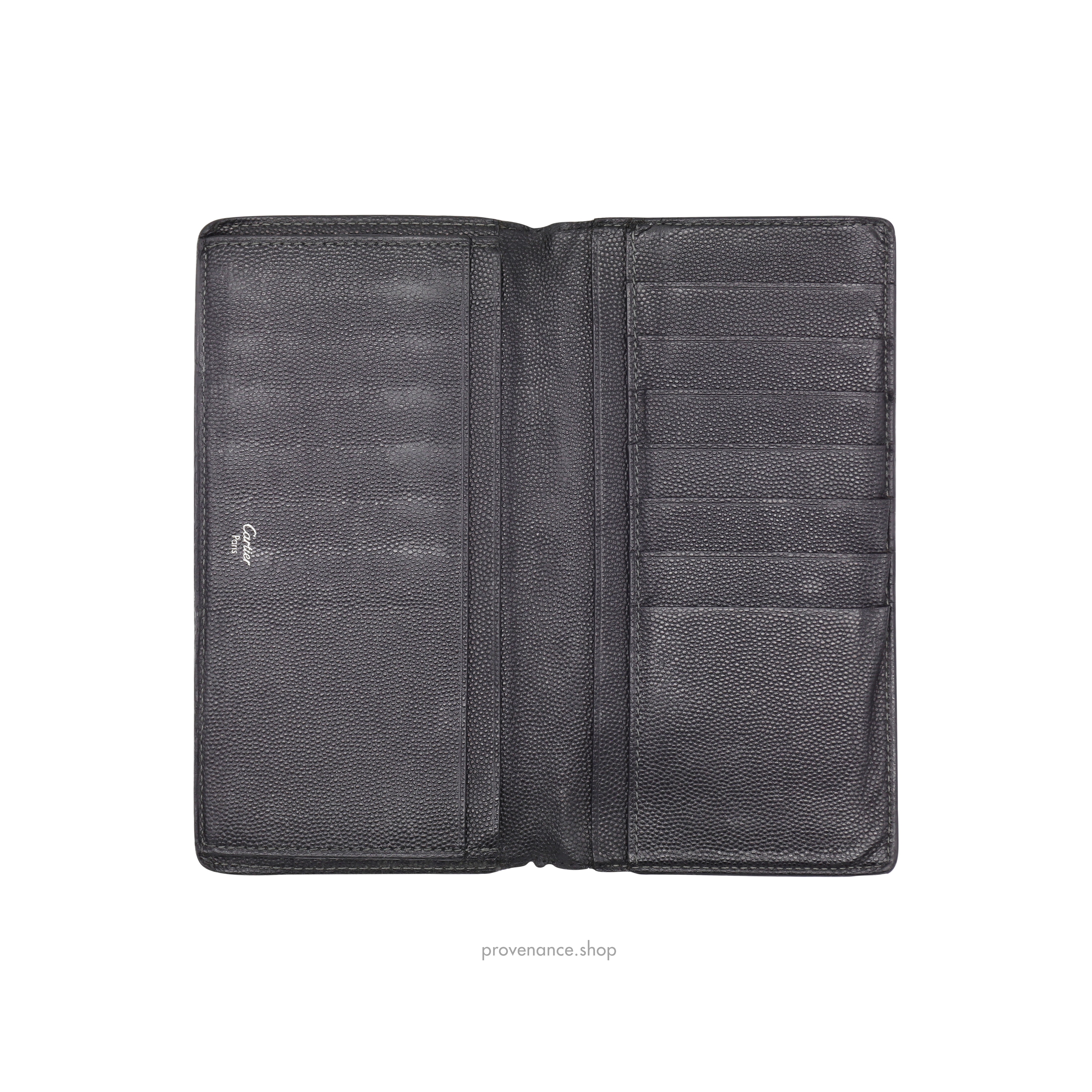 Cartier Santos Long Wallet - Black Pebbled Leather - 6