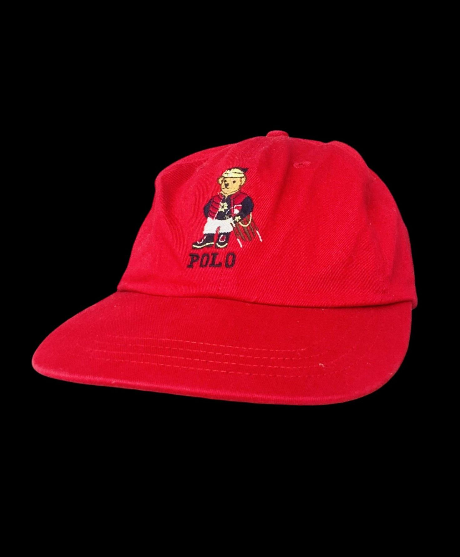 Polo Ralph Lauren Vintage Teddy Bear Red Baseball Cap Hat - 1