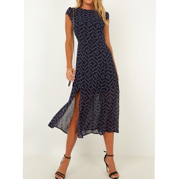 Showpo. - Showpo Got My Attention Dress in Navy Print - 1