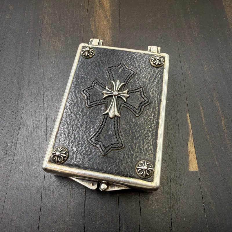chrome cigarette case Chrome Hearts Cross Leather Cigarette Case