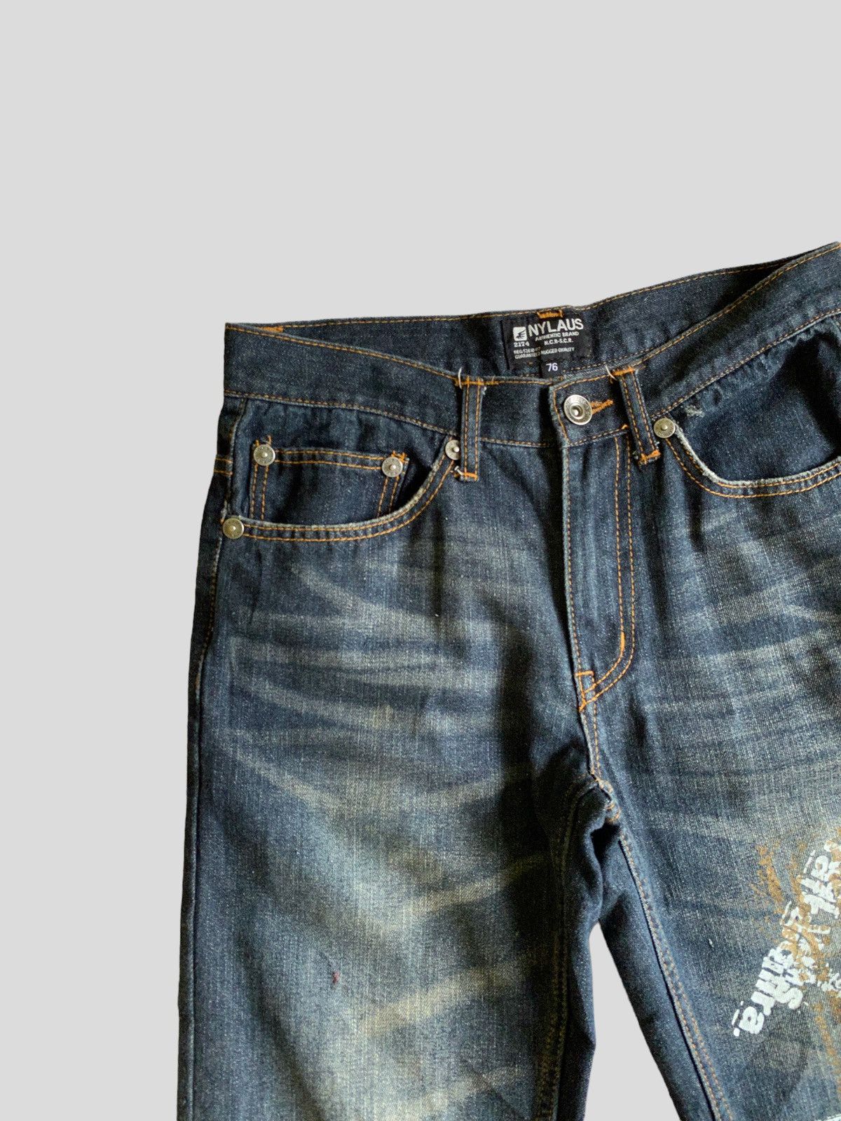 Vintage NYLAUS Printed Acid Wash Denim S45k - 4