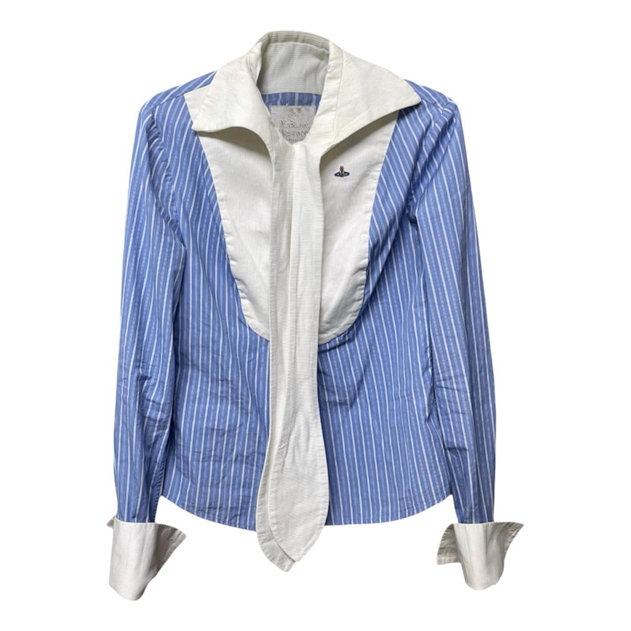 Vivienne Westwood Women's Blue and White Striped Tuxedo Shirt - 2