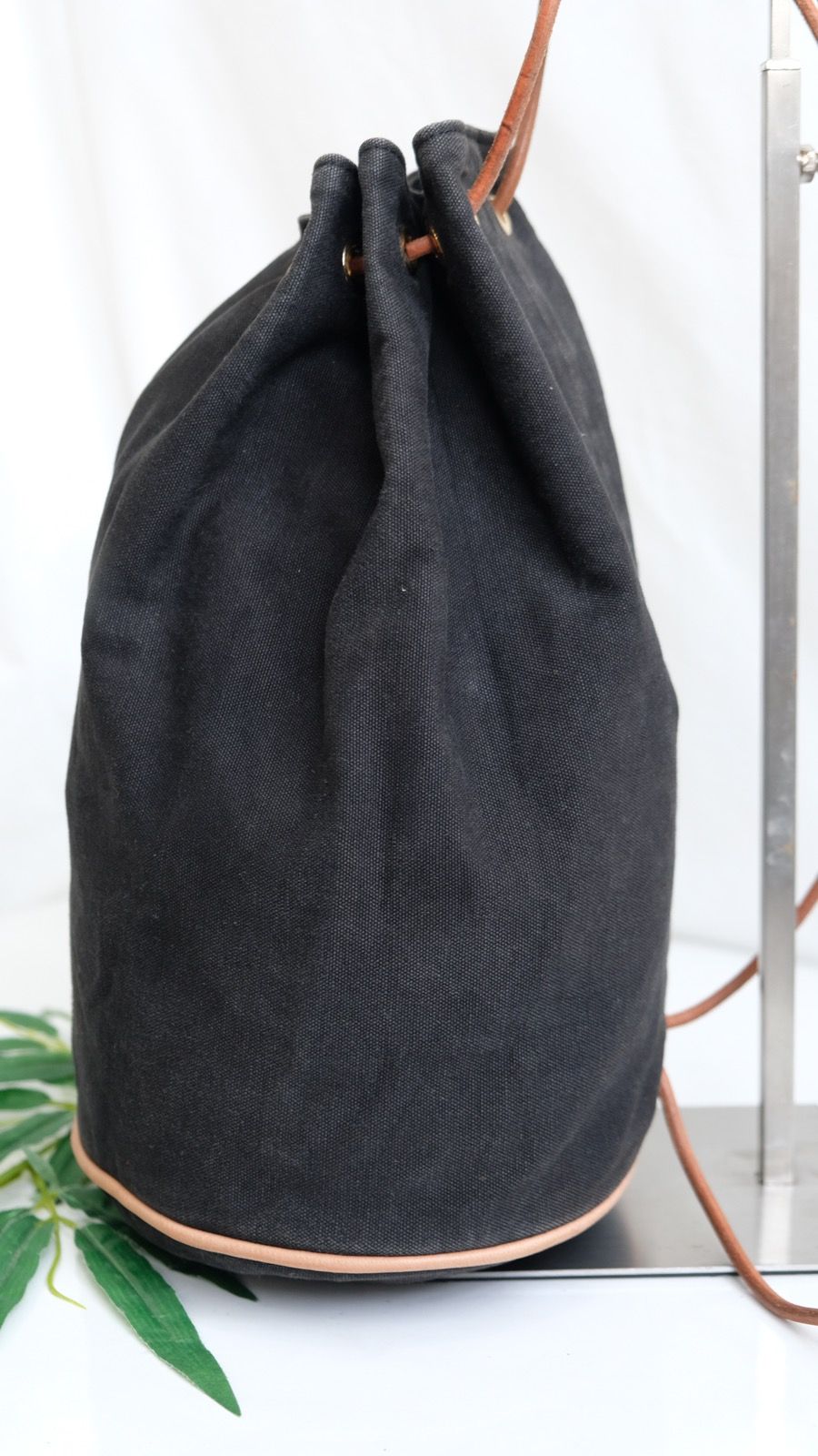 HERMES Polochon mimile black canvas backpack - 4