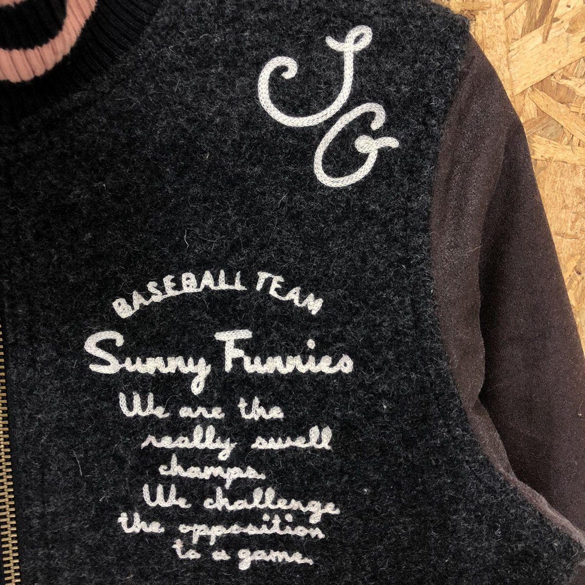 Vintage - Sunny Clouds Baseball Team Wool Jacket - 4