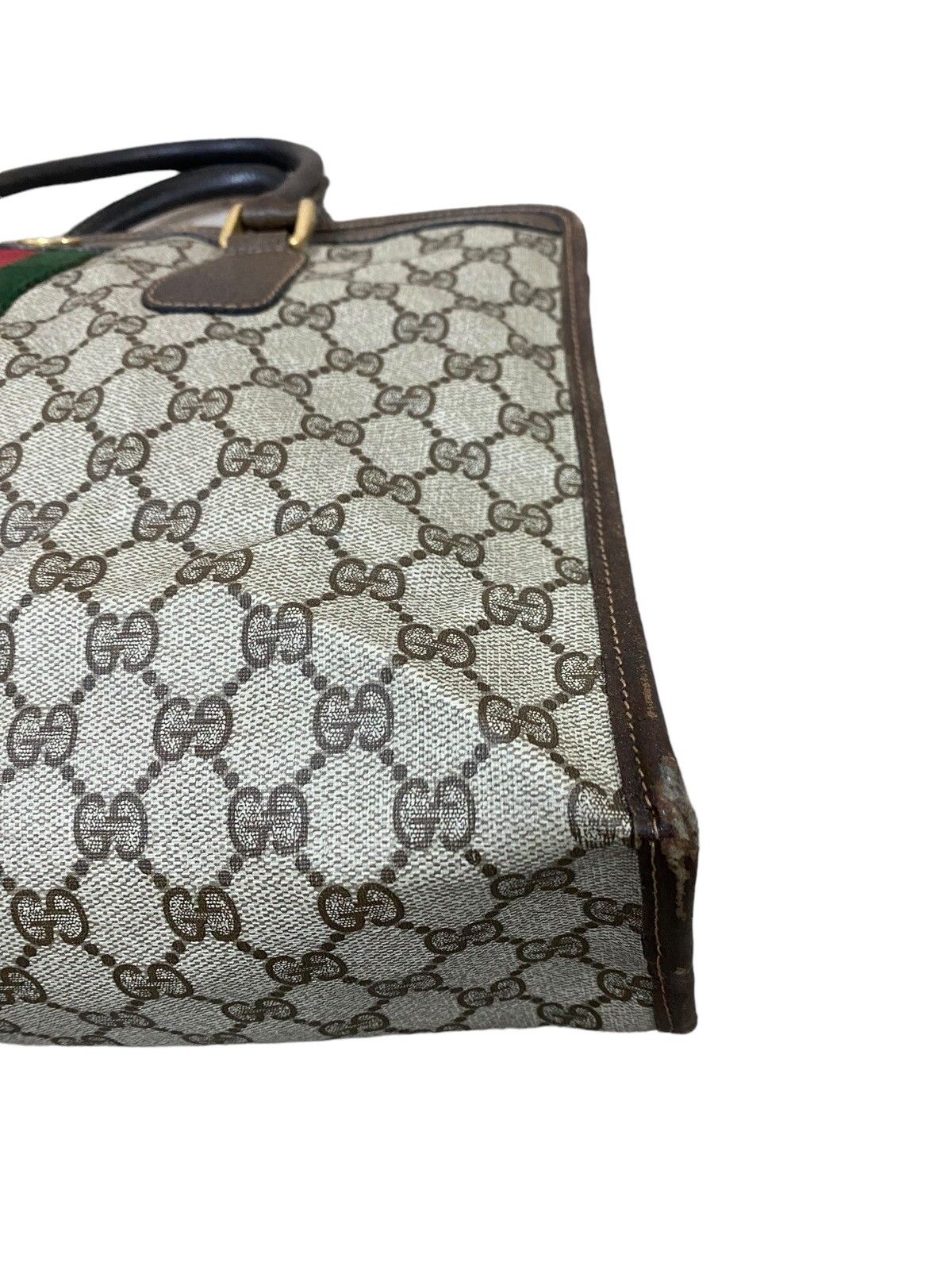 Vtg🔥Authentic Gucci GG Canvas Web Sherry Line Handbag - 16