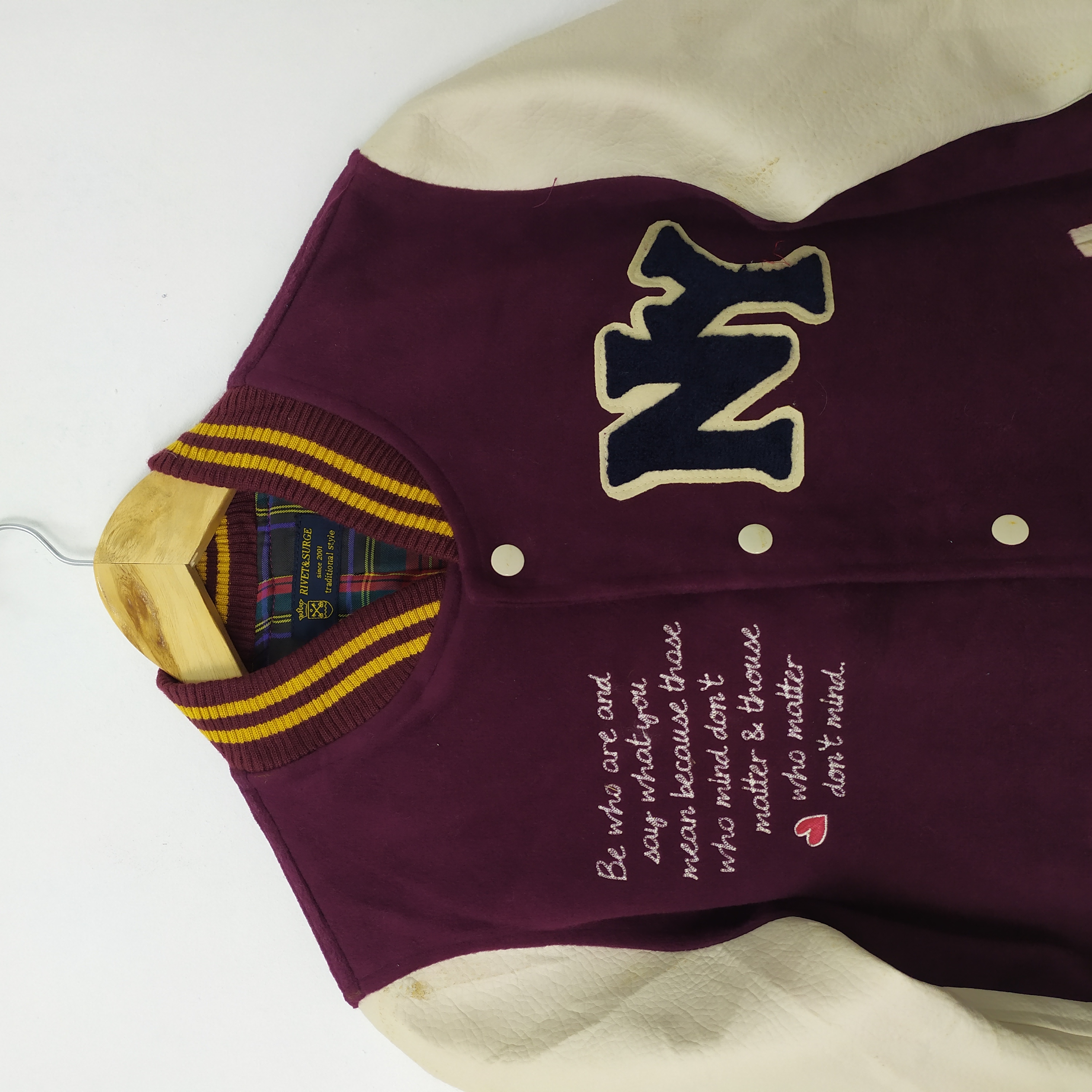 Varsity - RIVET & SURGE NY BIG LOGO WOOL VARSITY JACKET SLEEVE