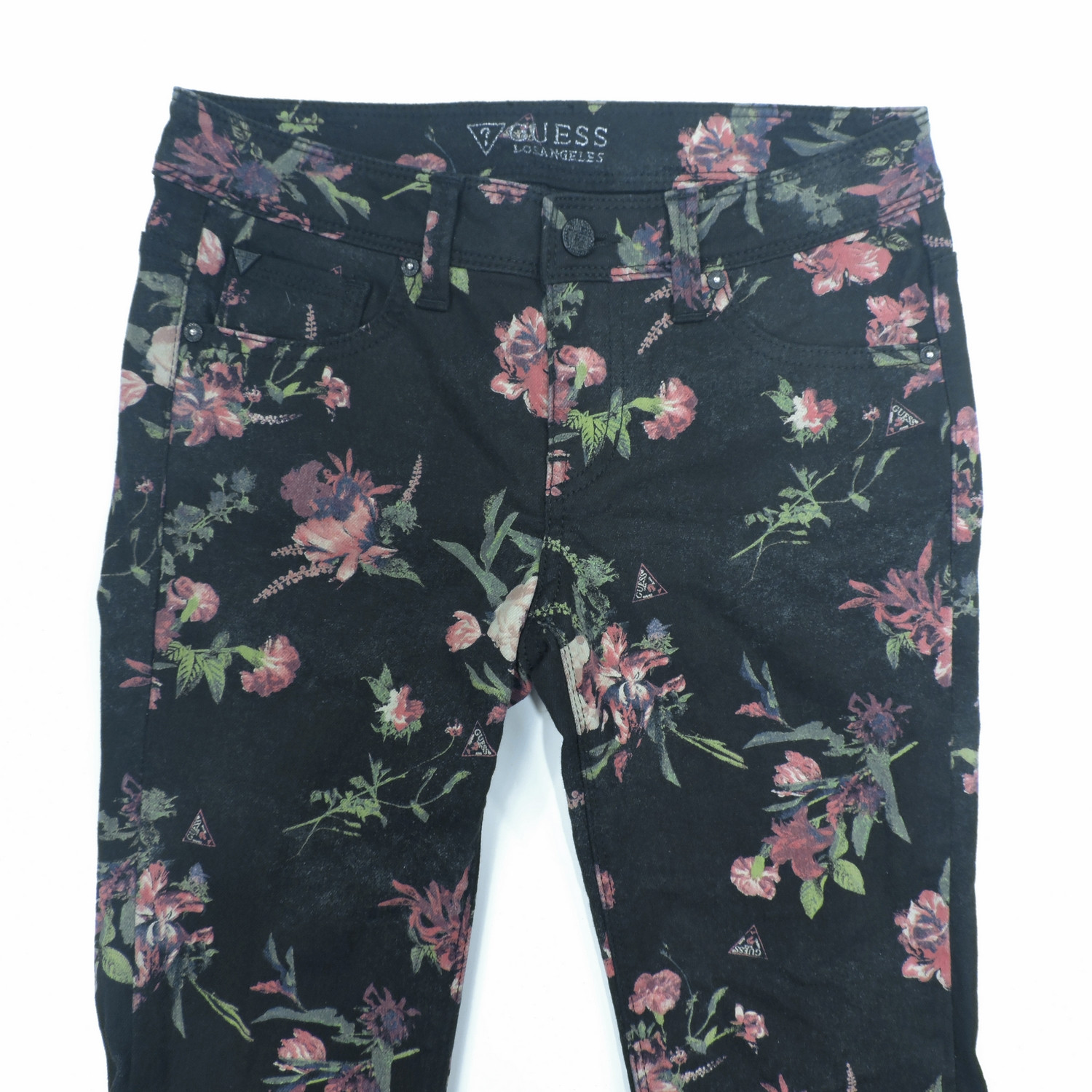GUESS ULTRA ANGKLE SKINNY FLOWERS DENIM LONG PANTS - 4