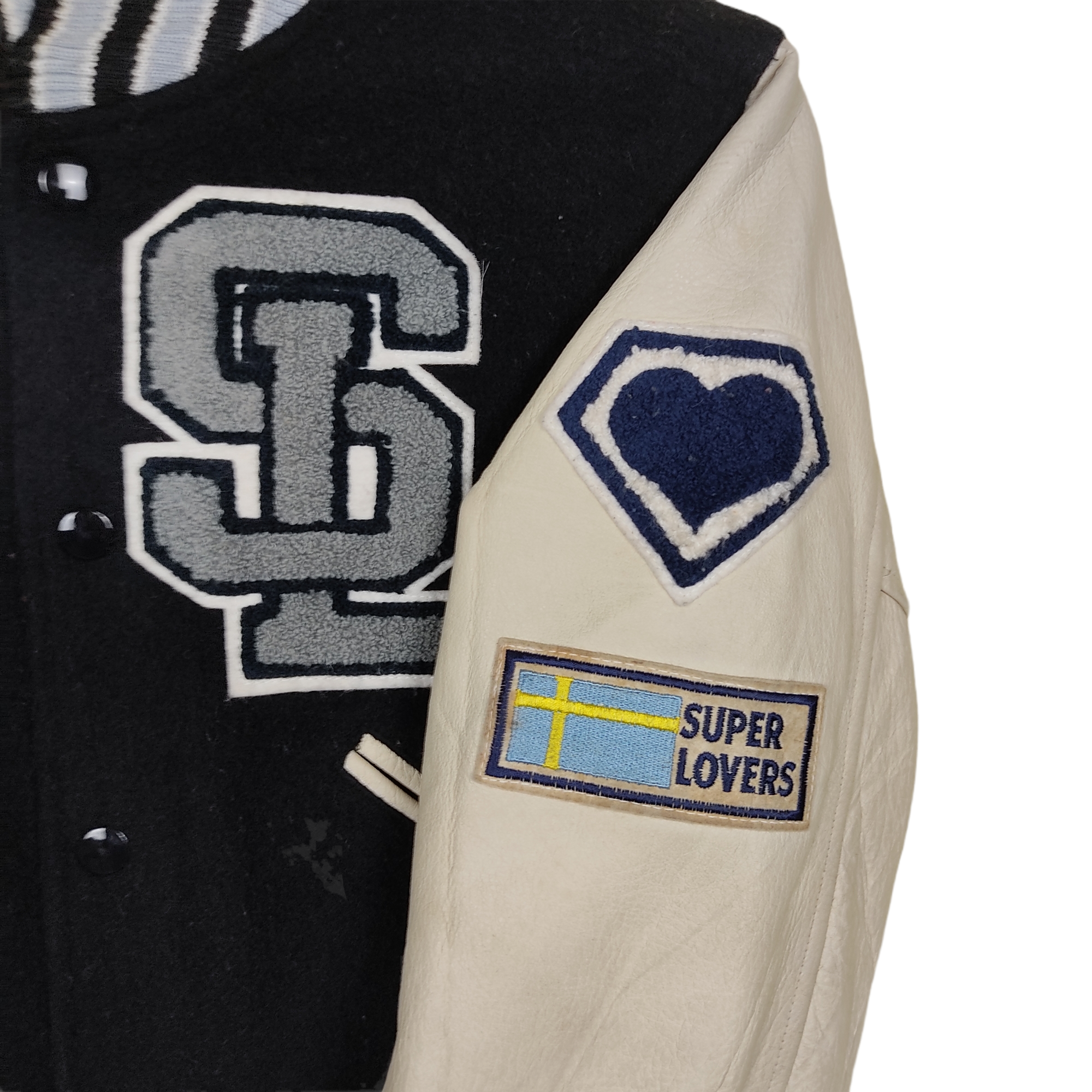Vintage - Vintage SUPER LOVERS Leather Varsity Jacket - 11