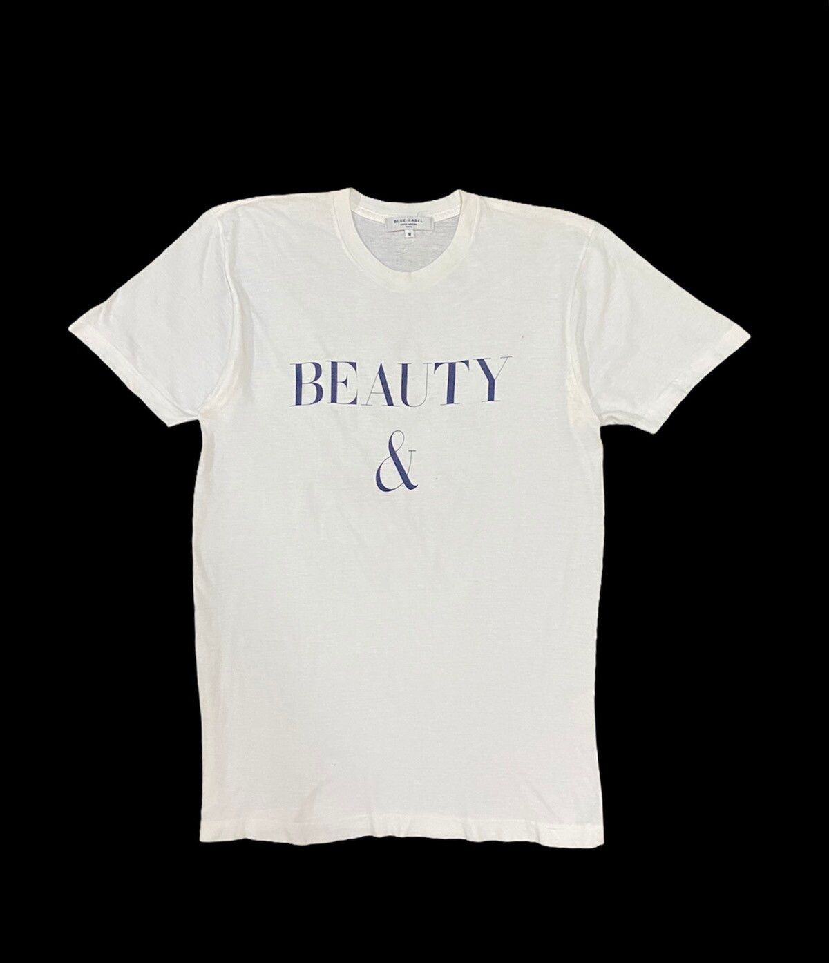 Vtg☁️Beauty&Youth White Tee Mirror Spellout Printed - 1