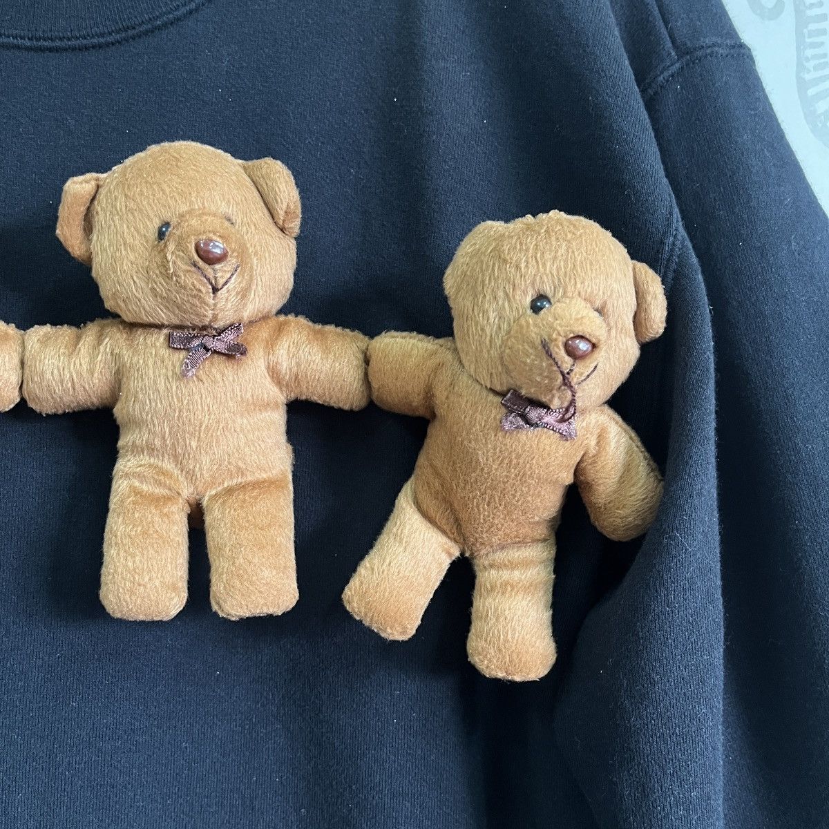 Designer - Rare Mini Teddy Bear Distressed Black Crewneck Sweater - 8