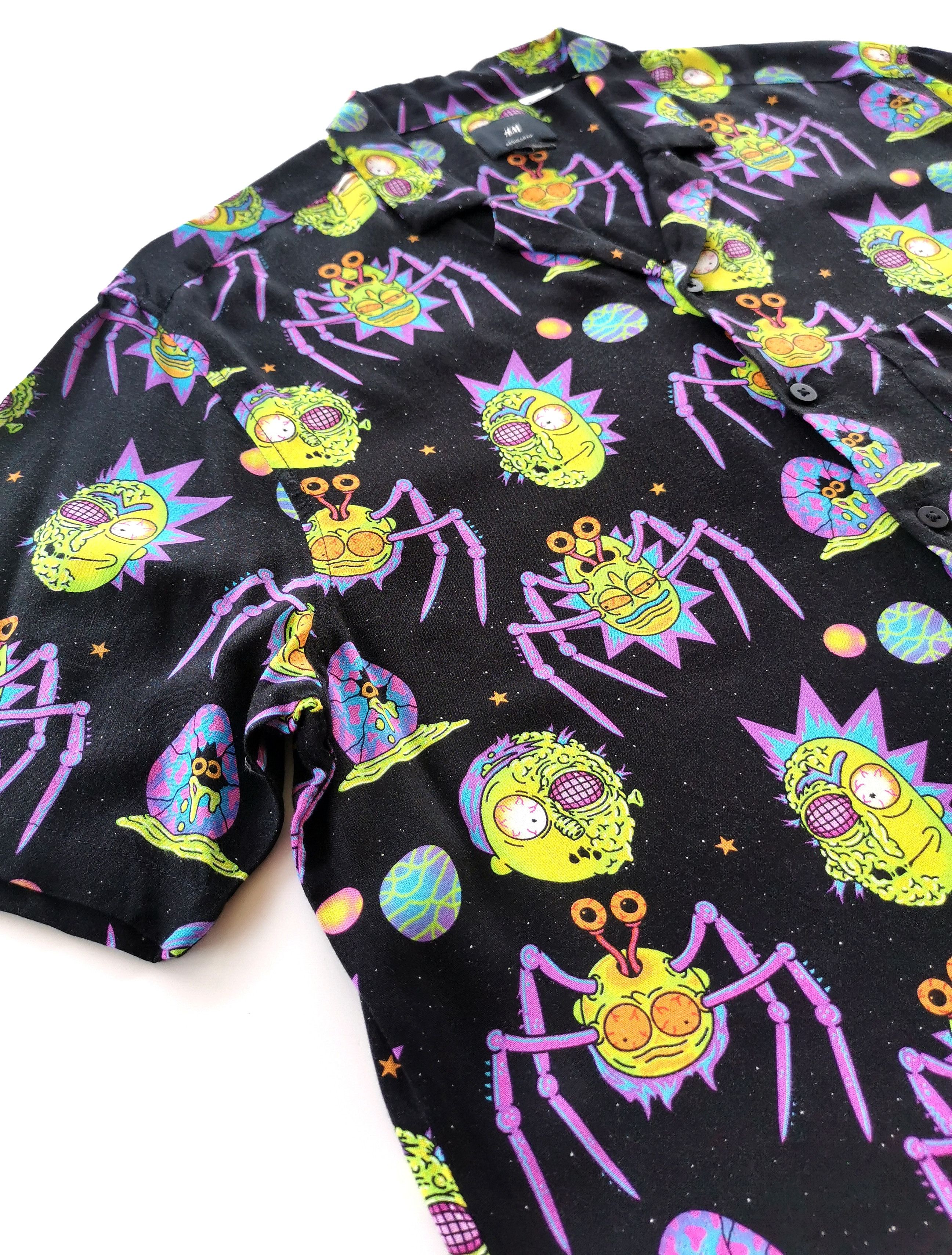 H&M Rick & Morty Hawaiian Open Collar Shirts Cartoon Network - 3