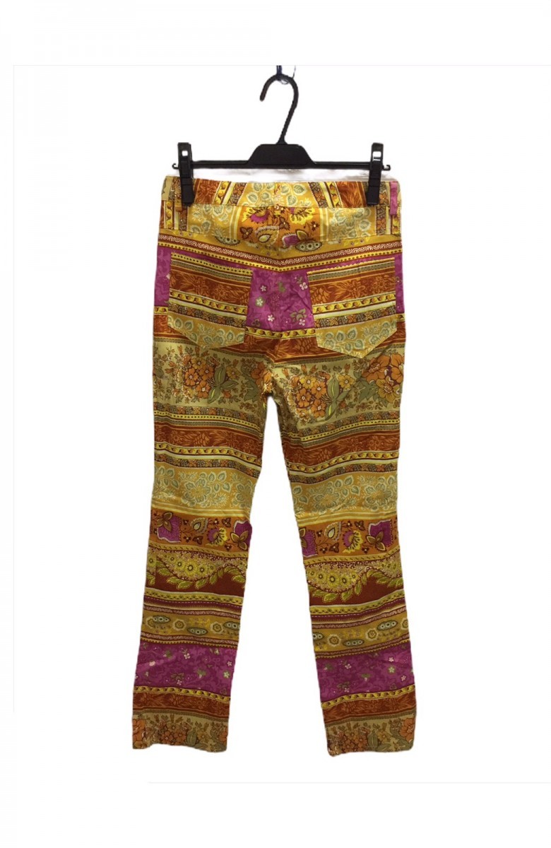 Milano Flowers Motive Jeans Style Pants Made in Italy - 2
