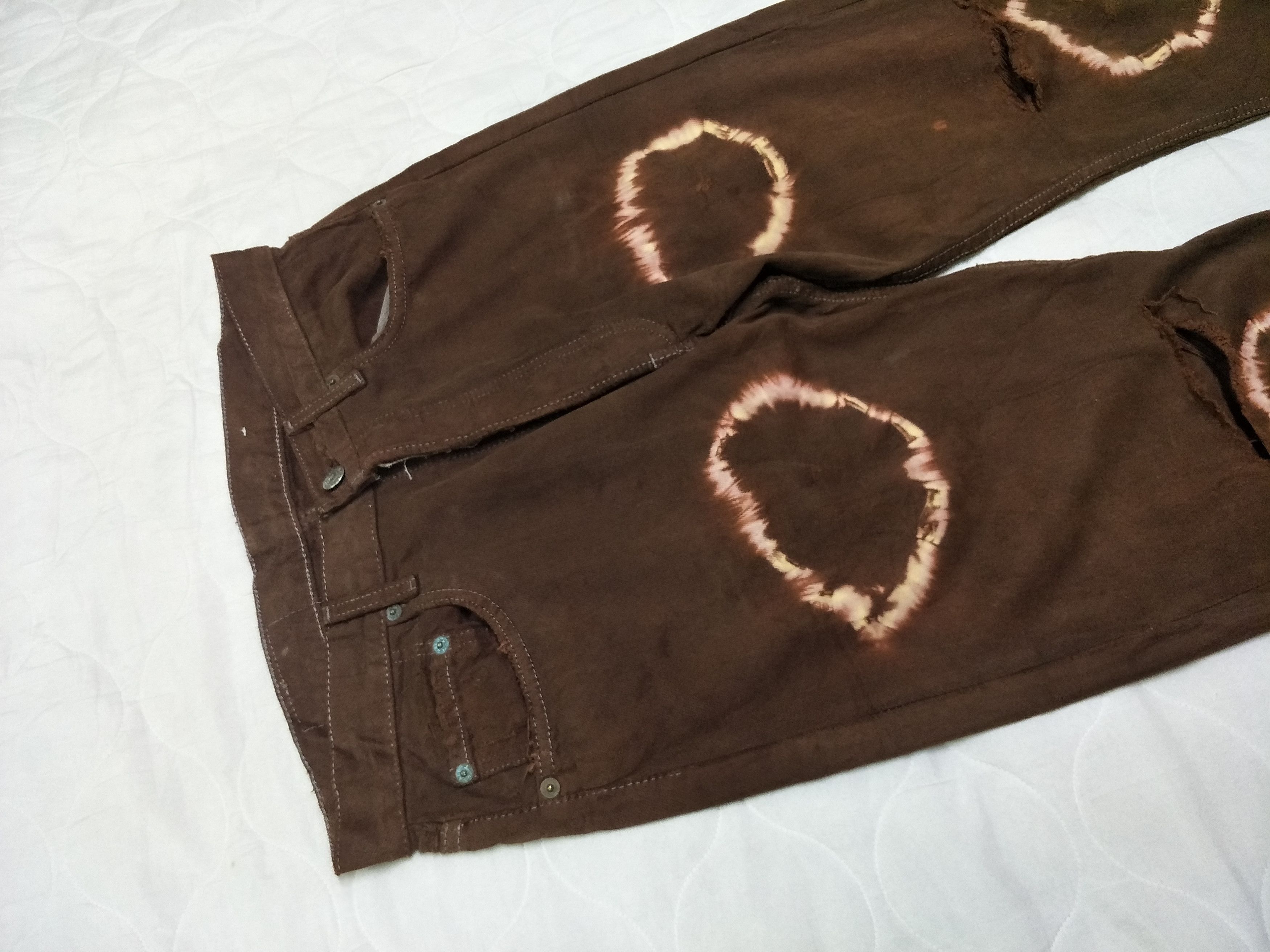 Vintage Levi's Acid Ring Brown Ripped Distress Denim - 5