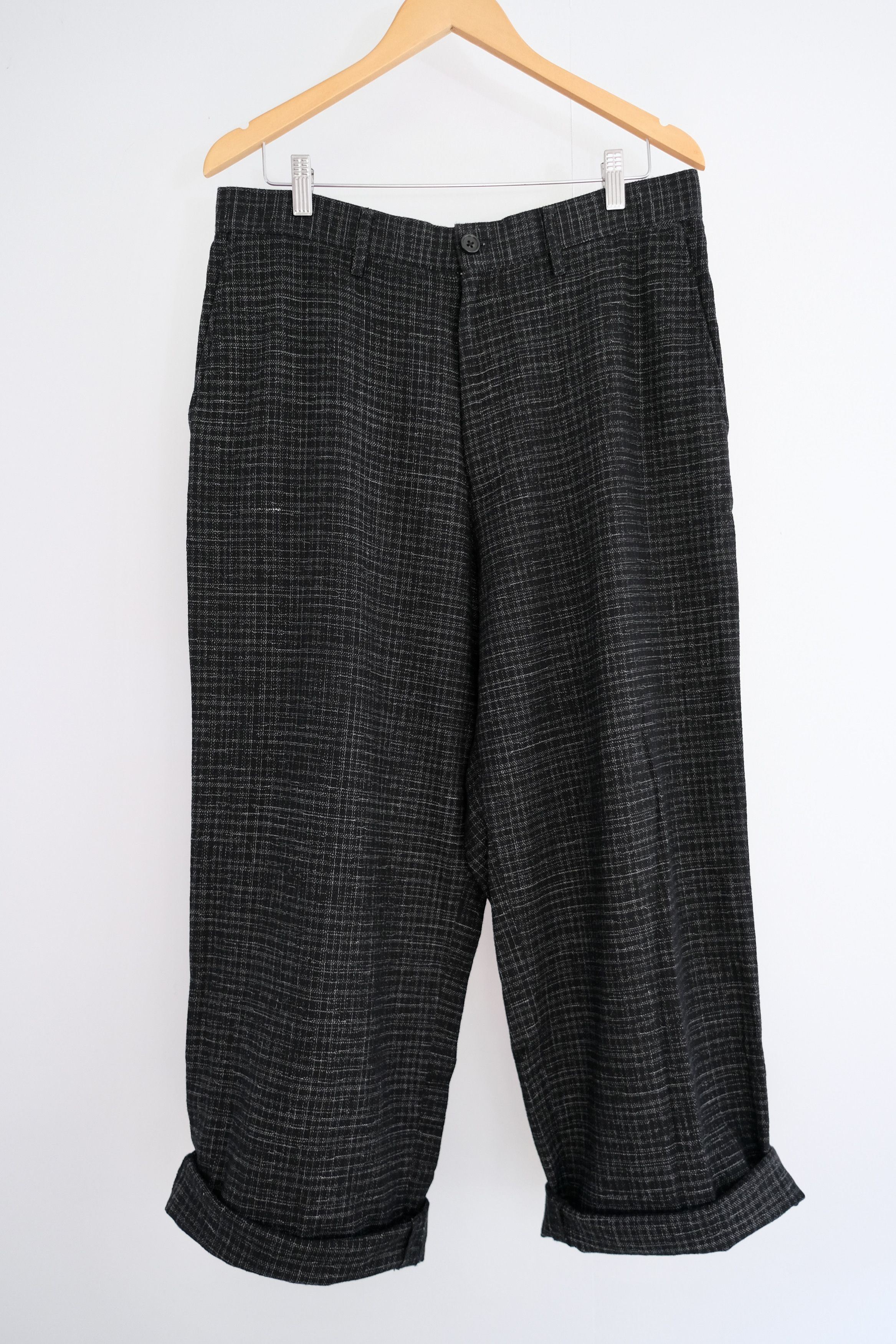🎐 YFM [1990s] Wide Grid-Weave Pants - 1