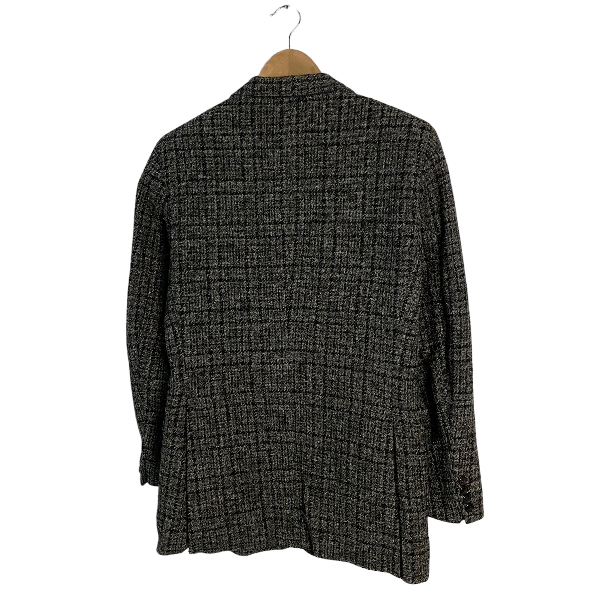 Burberrys x Harris Tweed Checkered Wool Blazer Jacket - 8