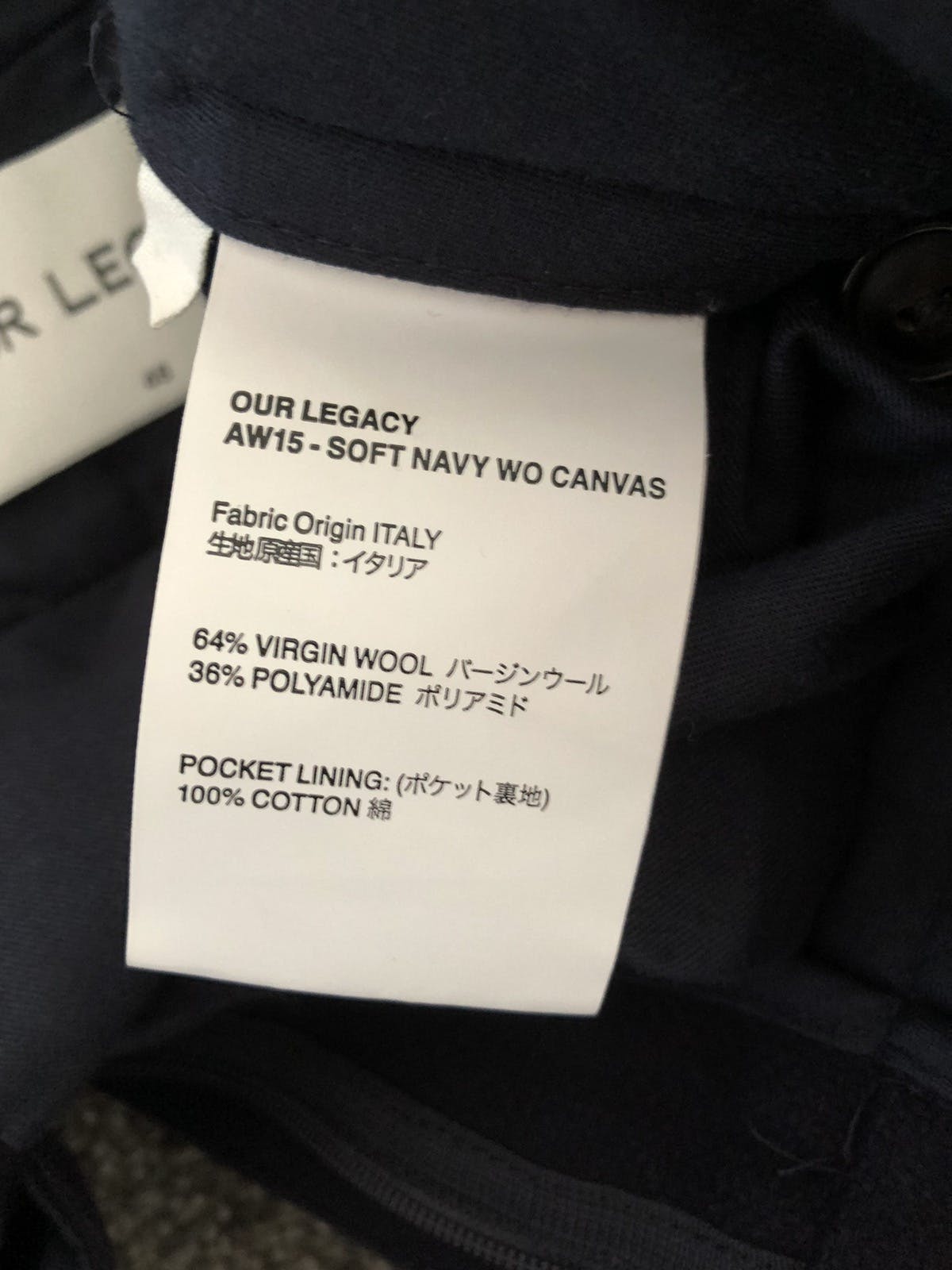 Our Legacy Soft Navy Wool Canvas Pant - 4