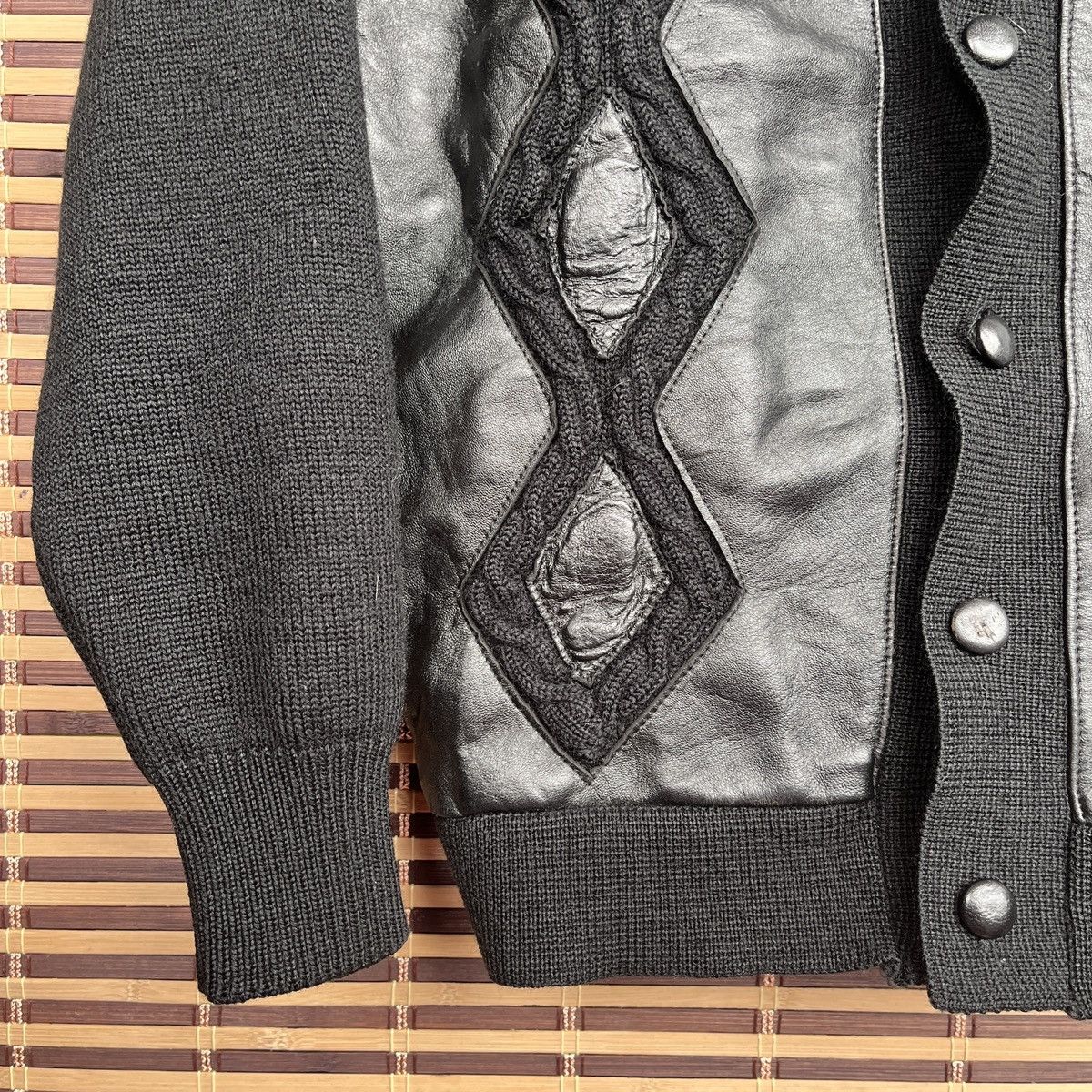 Vintage - Knitwear Leather Sweater Jacket Japan - 8