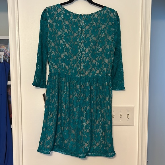 French Connection Lizzie Teal Lace 3/4 Sleeve Dress - 4