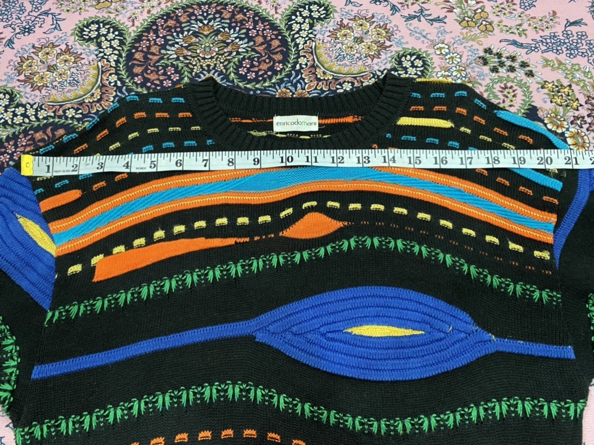 Japanese Brand - Enricodomani Colourful Knitted Pattern Sweater Pullover - 14
