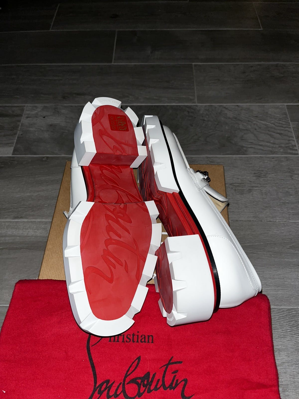 Louboutin White Lug Loafer Maxiswing Size 37 $1,095 retail - 5