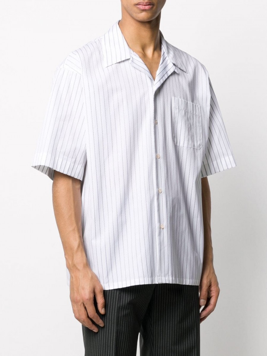 Zigzag open collar shirt white - 3