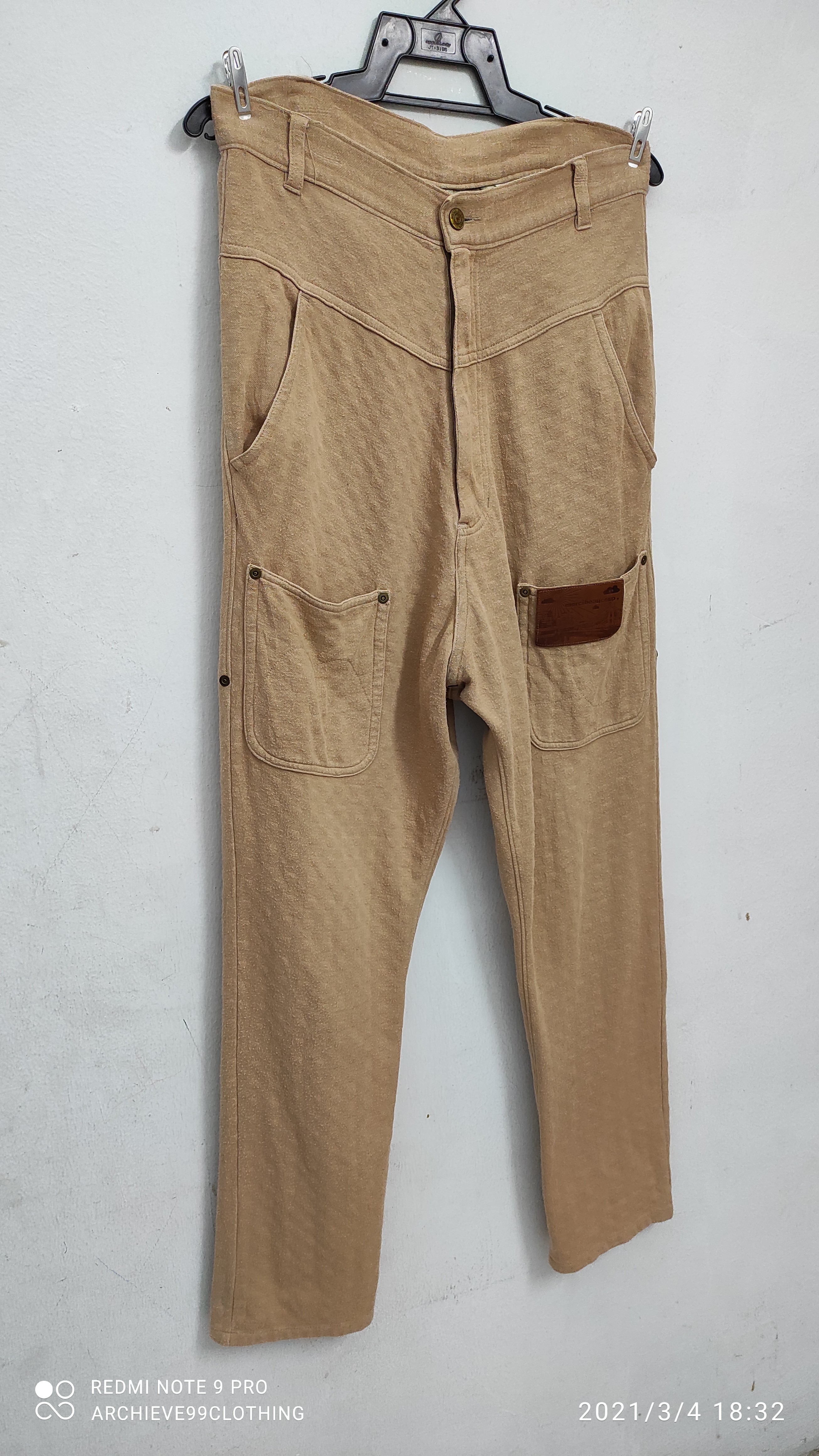 Mercibeaucoup - Mercibeaucoup drop crotch beige/ tan leather patches pants - 7