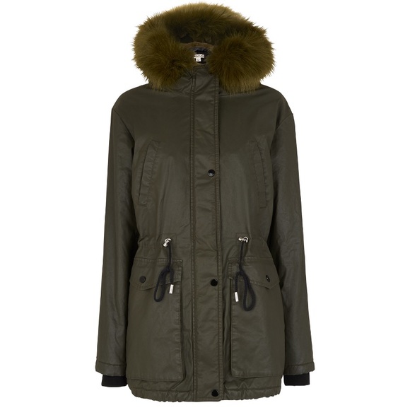 Whistles “Karlie” Olive Waxy Fur Trim Parka - 3