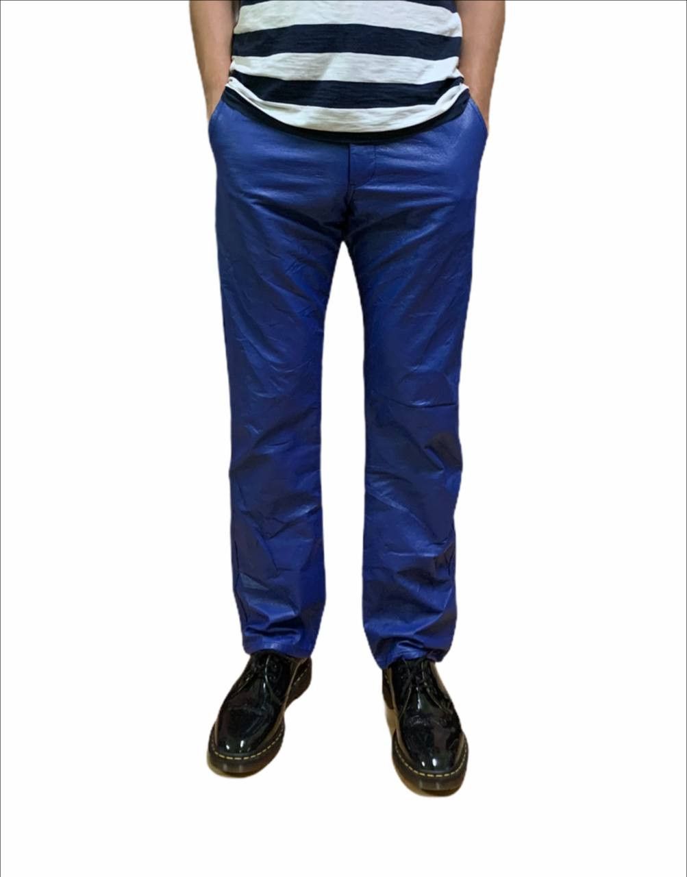 CDG Homme Plus Faux-Leather Blue Pants - 1