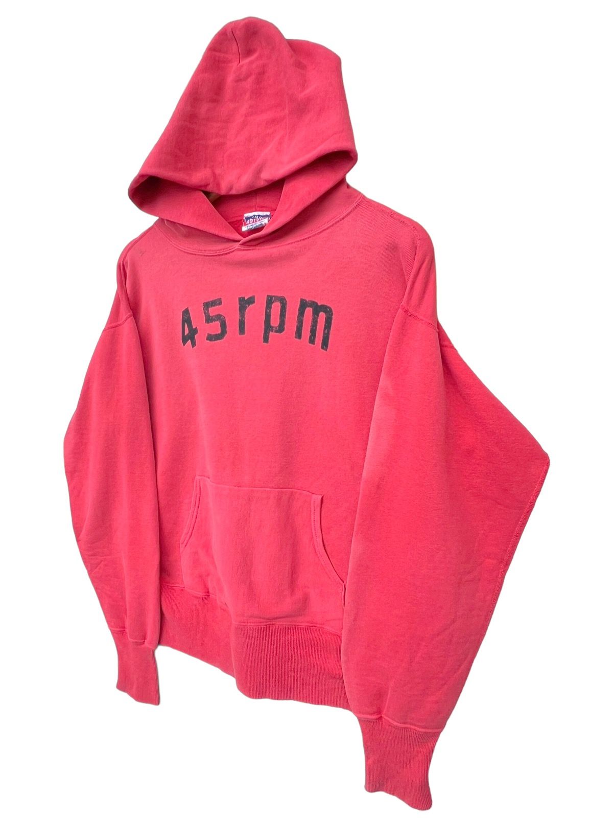 Vintage 45RPM Red Sun Faded Distressed Baggy Boxy Hoodie - 2